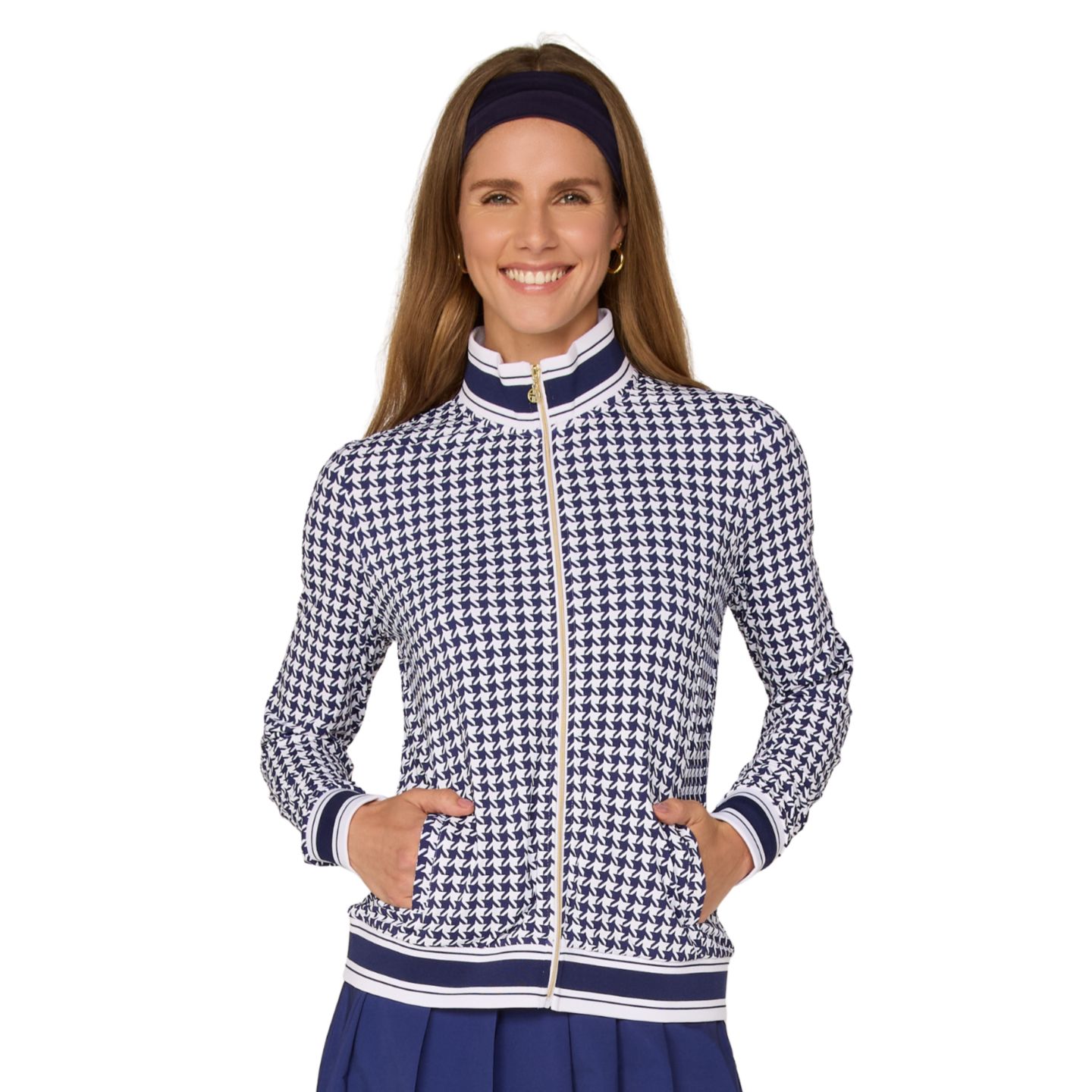Женская куртка G Lifestyle Clothing Rib Trim, цвет: Тёмно-синяя гусиная лапка — фото 1