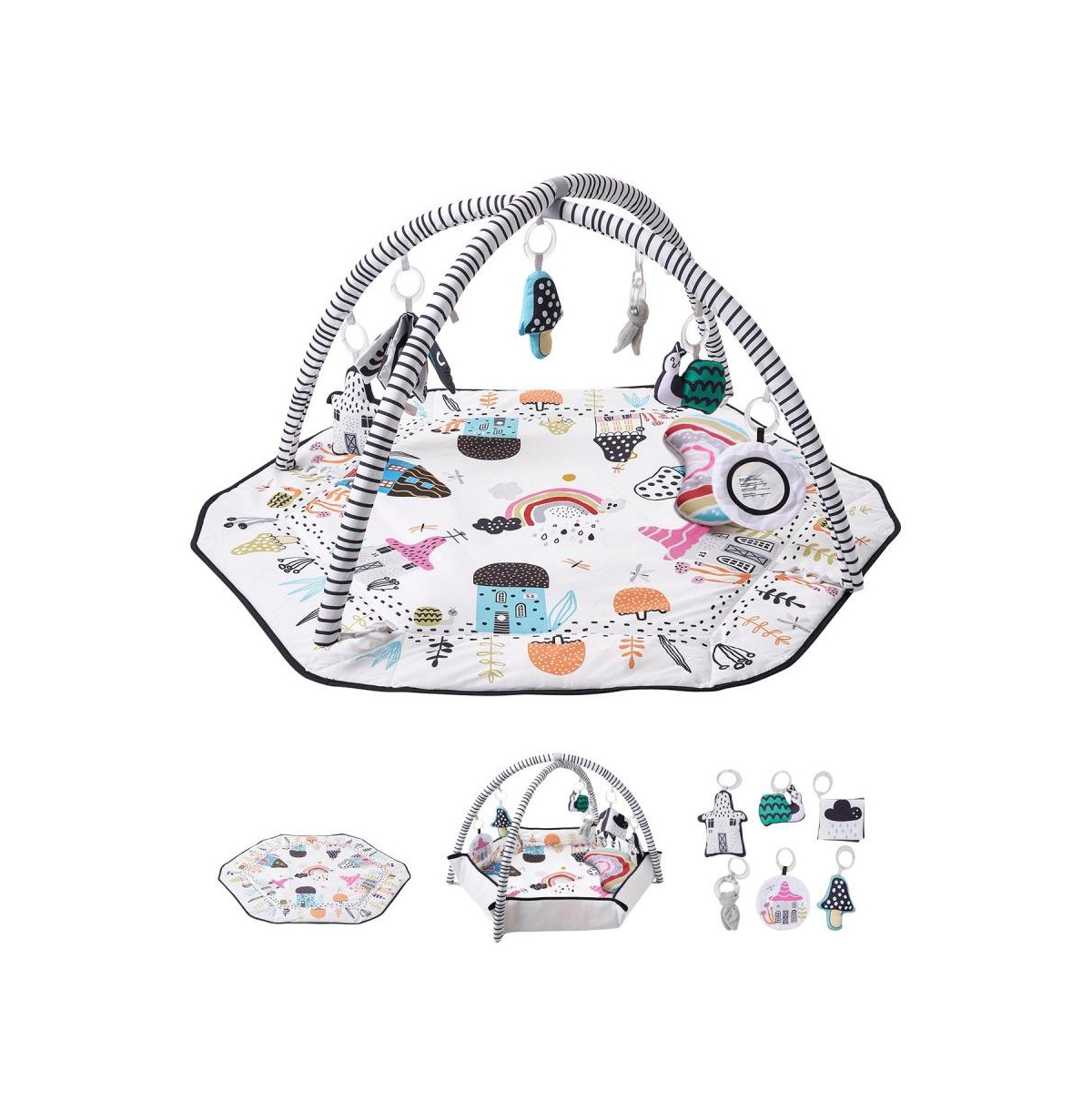 Slickblue Baby Activity Gym Mat with 6 Hanging Toys for Tummy Time