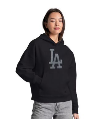 Women's Black Los Angeles Dodgers Fleece Rhinestone Hoodie