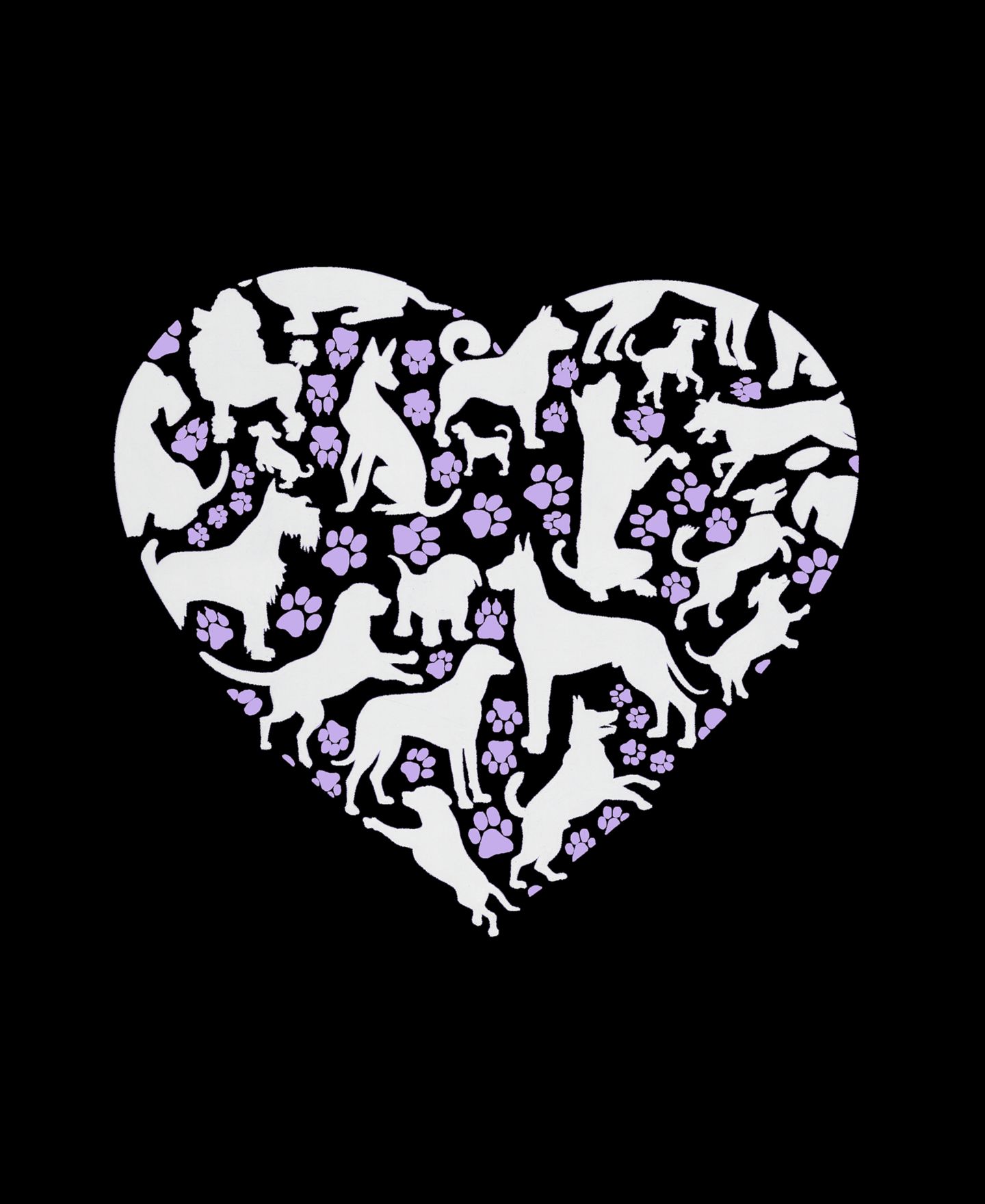 Женская футболка LA Pop Art Dog Heart Word Art Long-Sleeve, цвет: Чёрный — фото 3