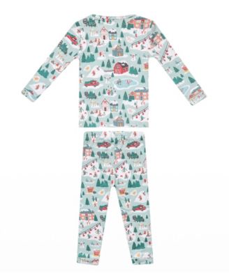 Baby Boys' and Girls' Snowy Slopes Printed Long-Sleeve Top and Pants, 2-Piece Pajama Set