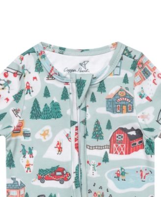Baby Boys' or Girls' Snowy Slopes Printed Zip-Up Footed Pajamas