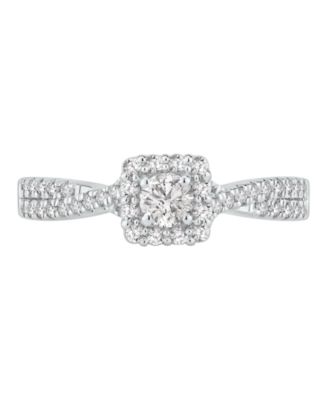 Diamond Halo Engagement Ring (1/2 ct. t.w.) in 14k White Gold