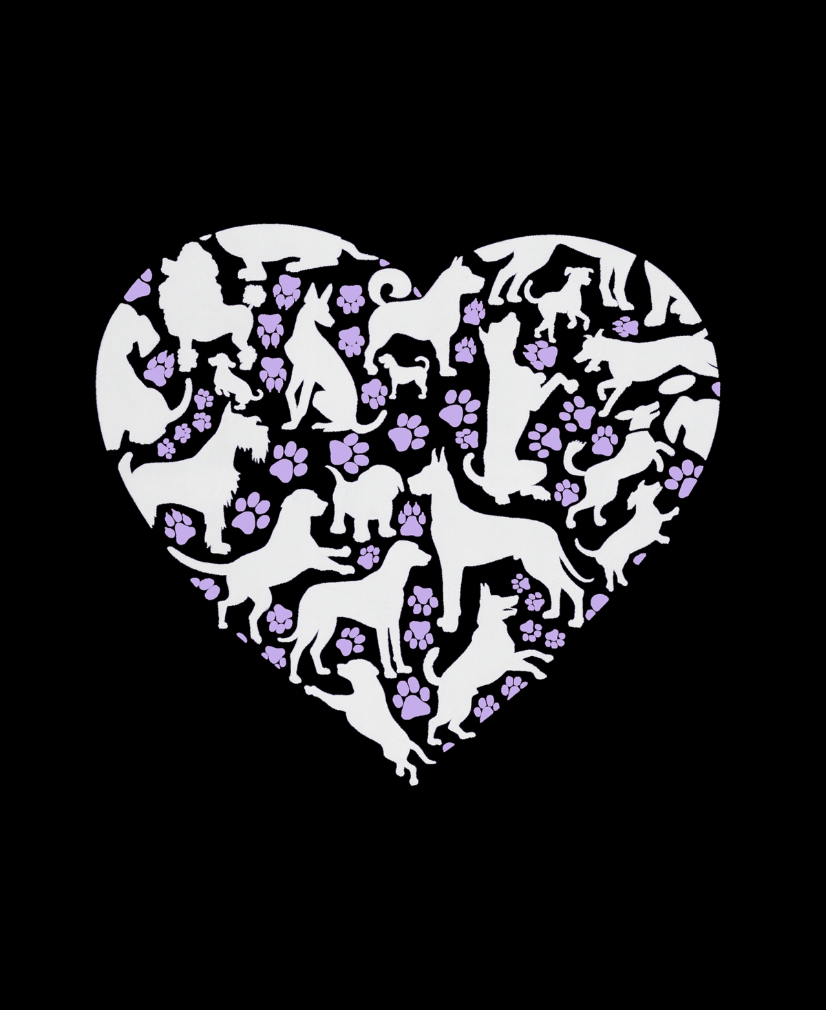 La Pop Art Women's Dog Heart Word Art V-neck T-shirt In Black