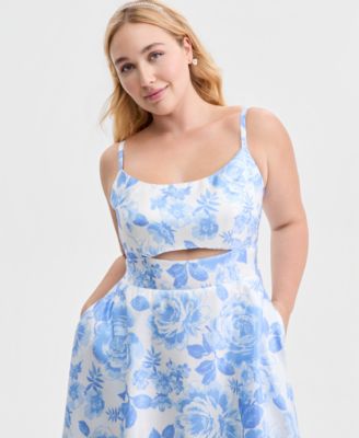 Trendy Plus Size Satin Keyhole-Cutout Gown