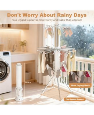 Foldable Clothes Drying Rack with Wheels, Double-Layer Heavy-Duty Laundry Stand for Indoor and Outdoor Use