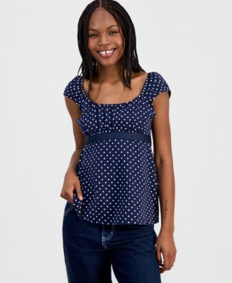 Sincerely Jules Juniors' Ribbon-Trim Babydoll Top - Macy's