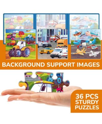 3x36 Pcs Magnetic Puzzles for Kids - Learning Dino Toy