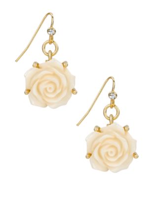 Rose Garden Collection Gold Tone Dangle Earrings