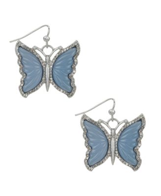 Blue Butterfly Collection Carved Butterfly Drop Earrings