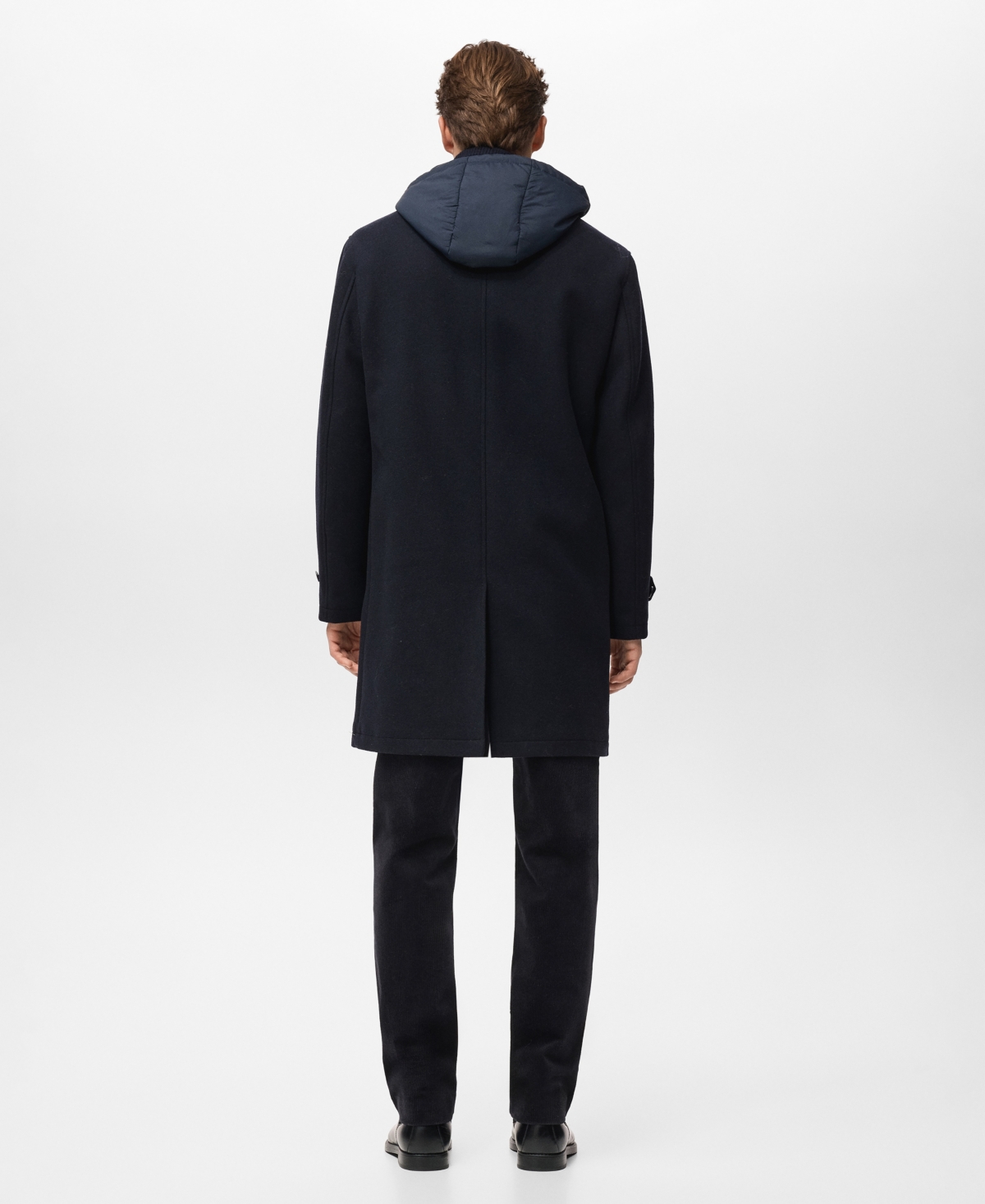 Mango Men's Detachable Hood Wool Coat
