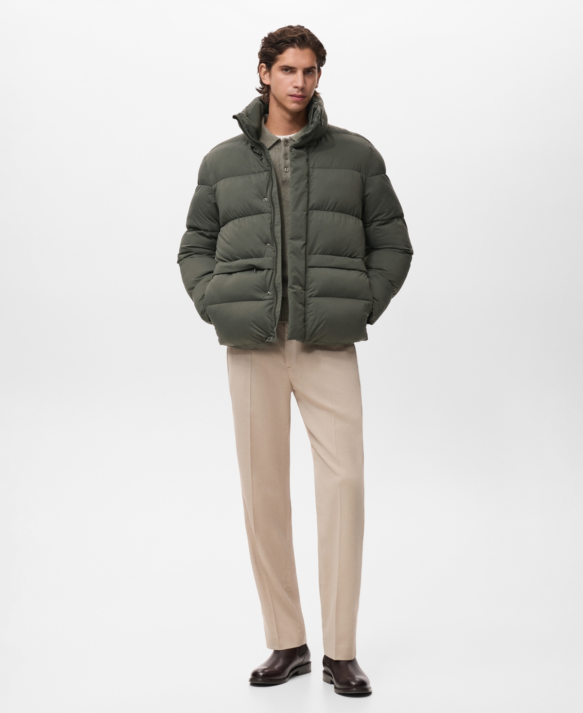 Mango Men's Short Puffer Water-Repellent Anorak