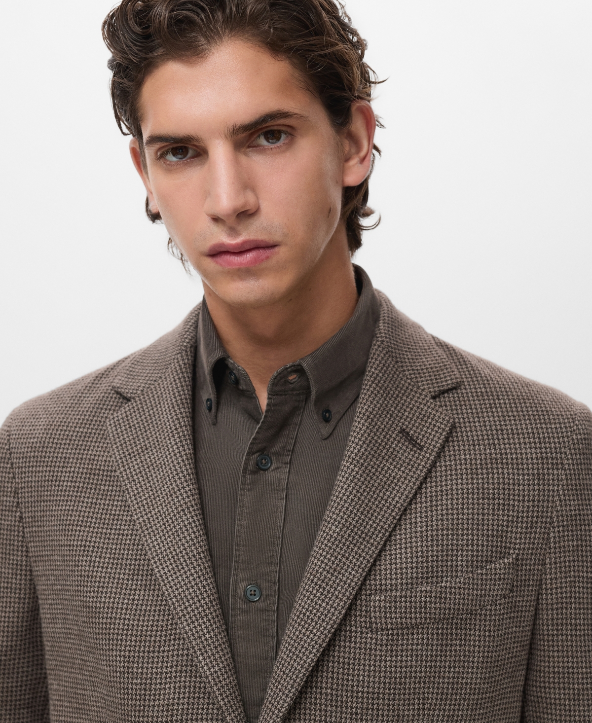 Mango Men's Slim-Fit Micro-Houndstooth Jacket