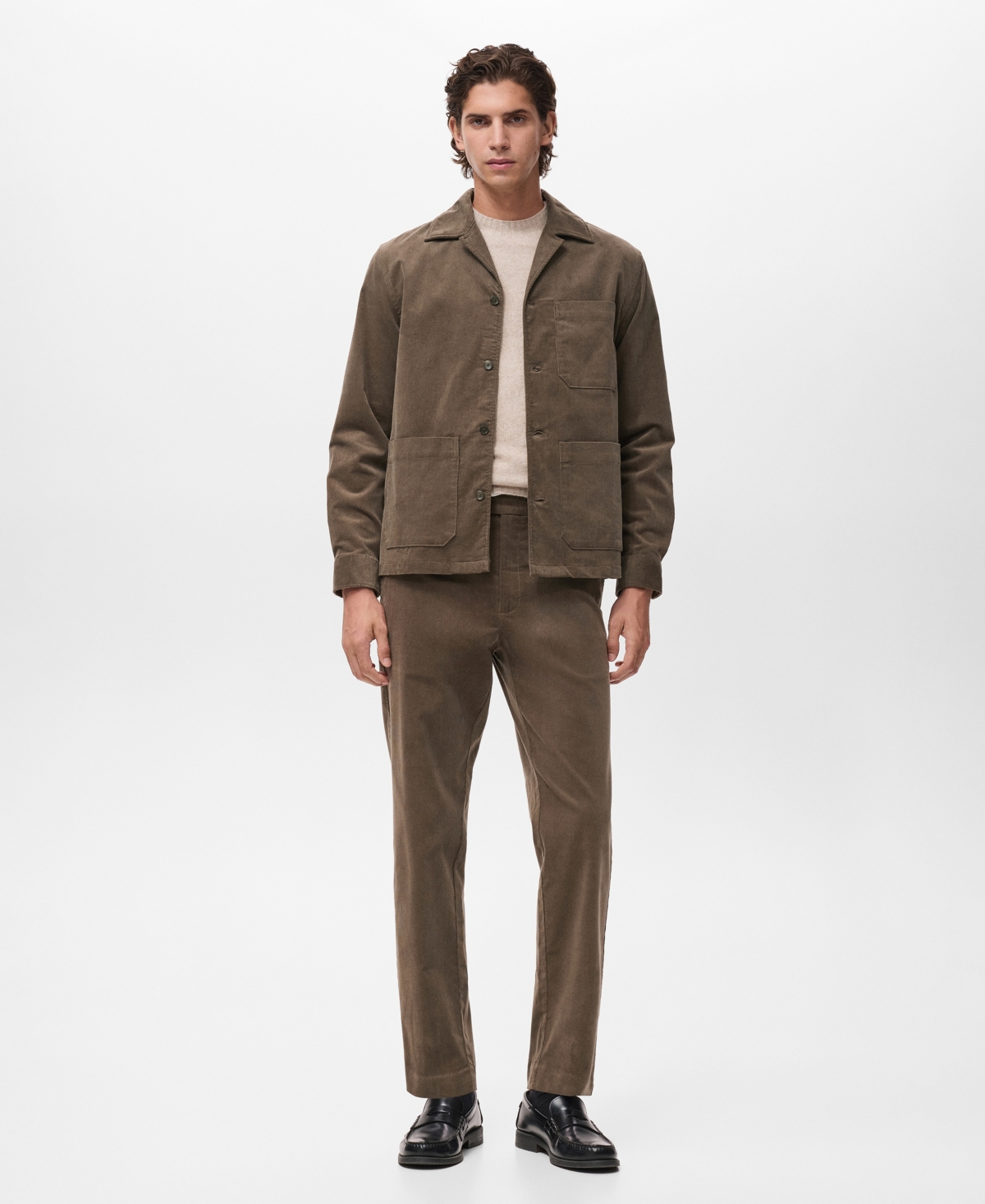 Mango Men's Regular Fit Corduroy Cotton Pants