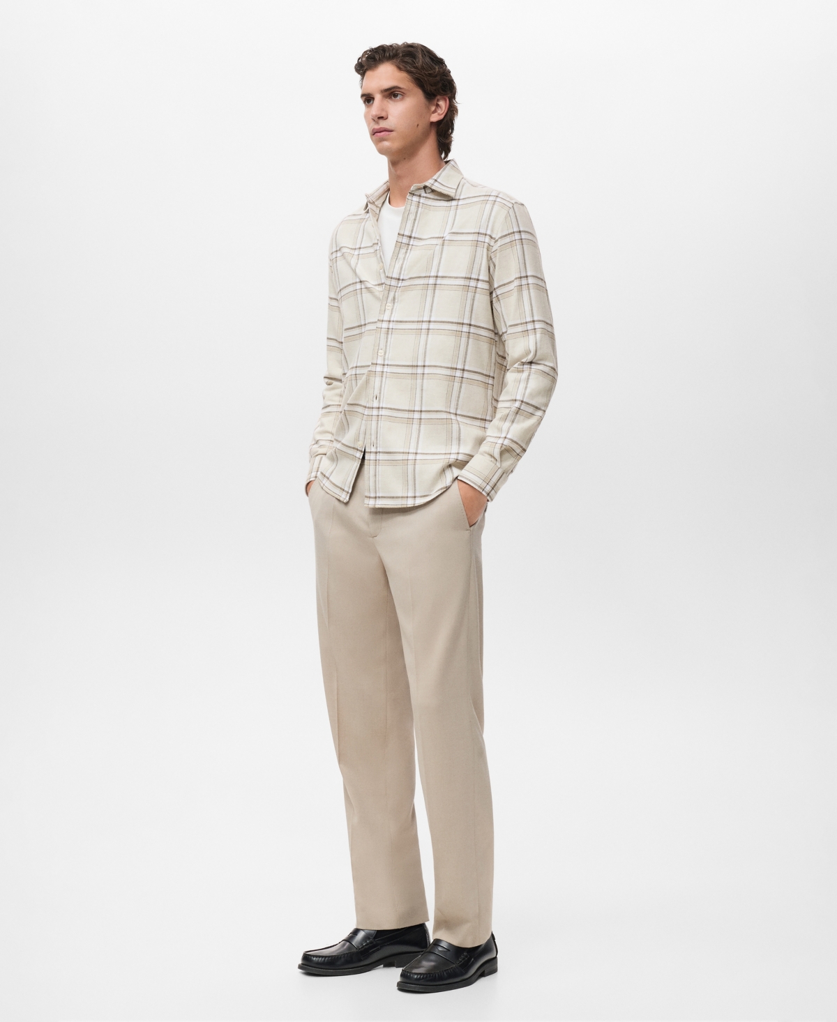 Mango Men's Cotton Flannel Check Overshirt
