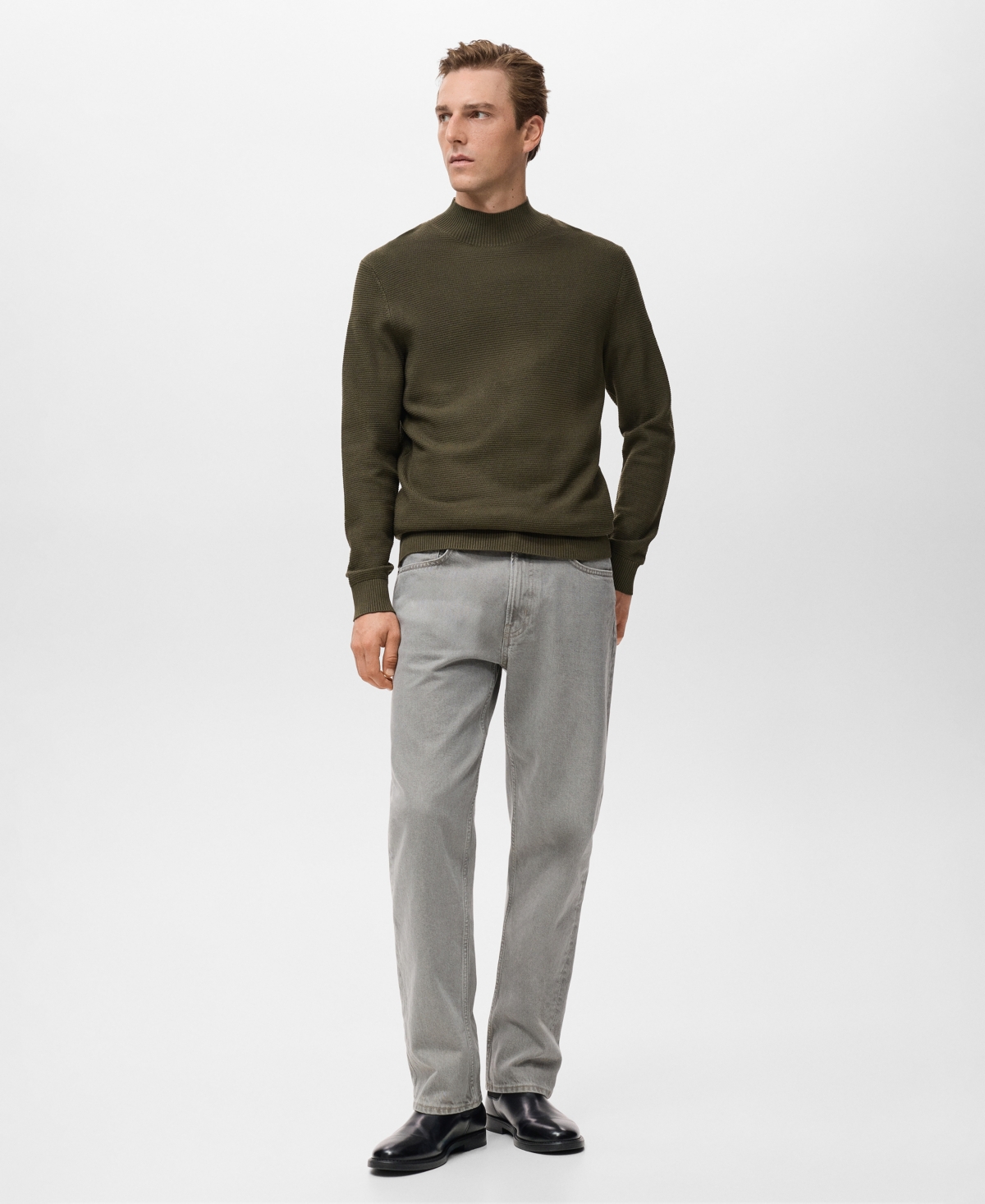 Mango Men's Structured Perkins-Neck Sweater