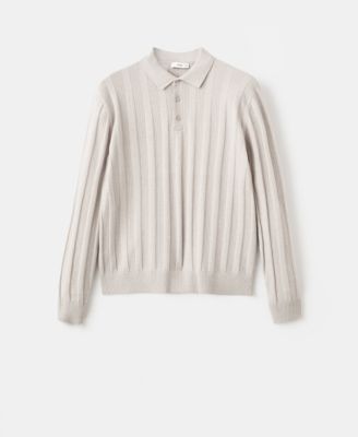 Men's Ribbed Knitted Polo Sweater