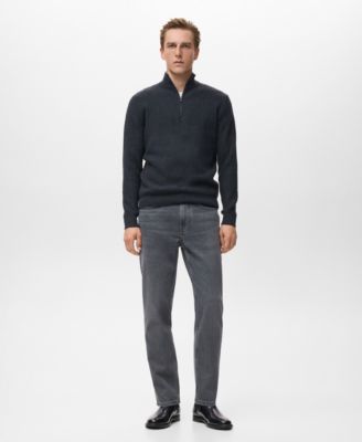 Men's Zip Neck Ribbed Sweater