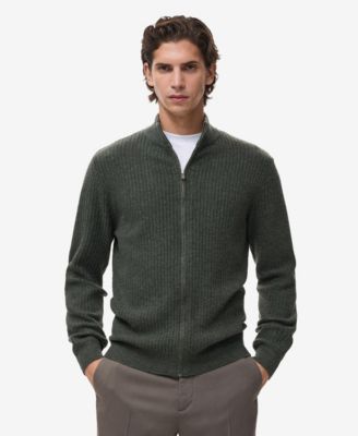 Men's Ribbed-Knit Zipper Cardigan