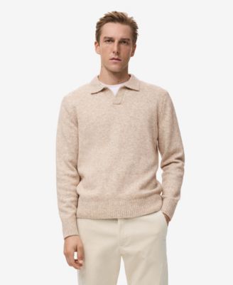 Men's Knitted Wool Blend Polo Sweater