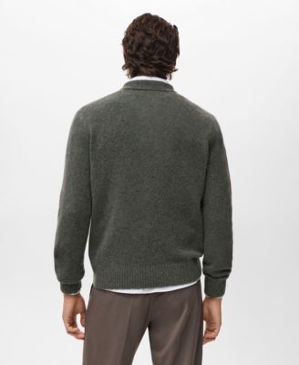 Men's Knitted Wool Blend Polo Sweater
