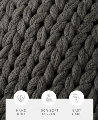 Oversized Chunky Hand-knit Throw, 59" x 47"