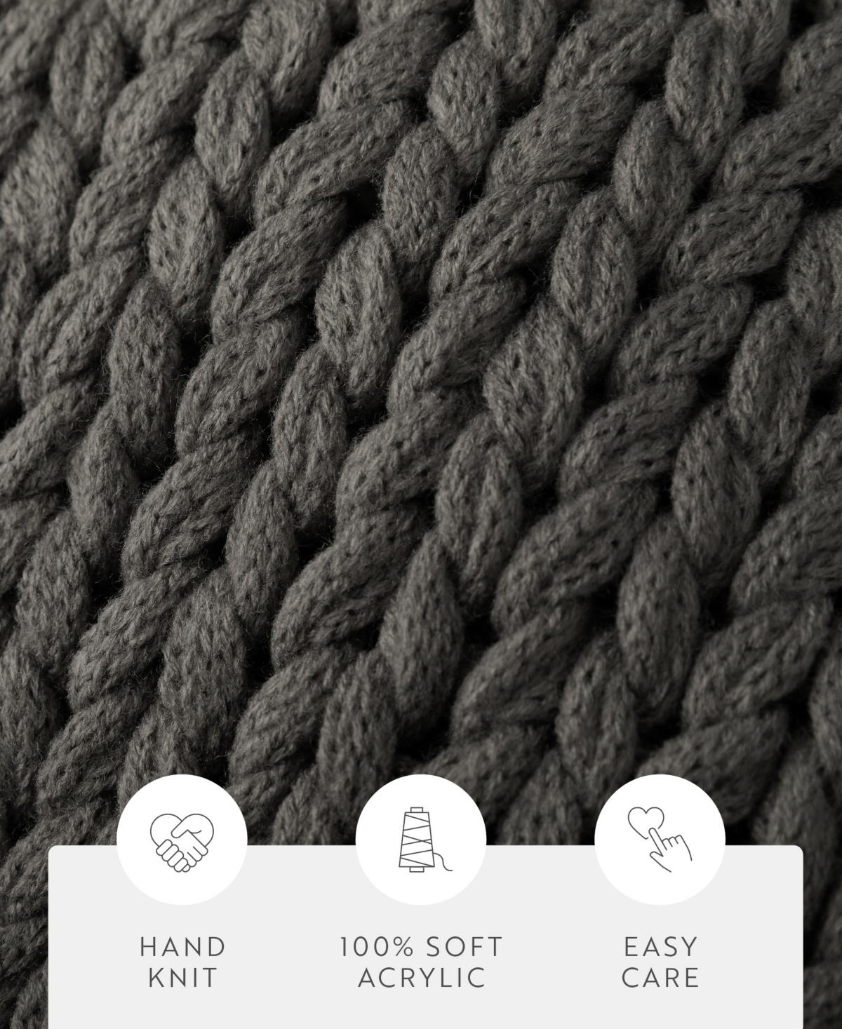 Ienjoy Home Eucalyptus Oversized Chunky Hand-knit Throw, 59" X 47" In Gray