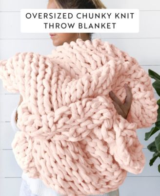 Oversized Chunky Hand-knit Throw, 59" x 47"