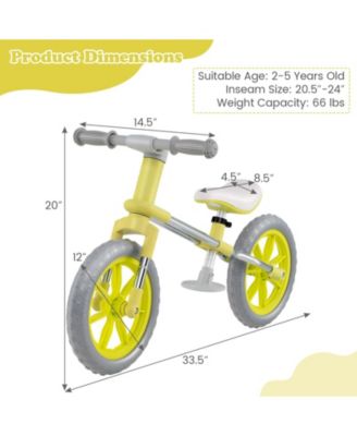 12 Inch Balance Bike with Adjustable Seat and Rotatable Handlebar