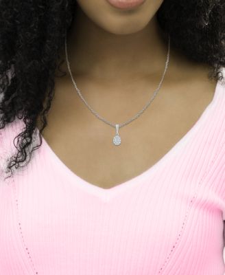 Diamond Round Shape Halo Pendant Necklace (1/4 ct. t.w.) in 10k White Gold