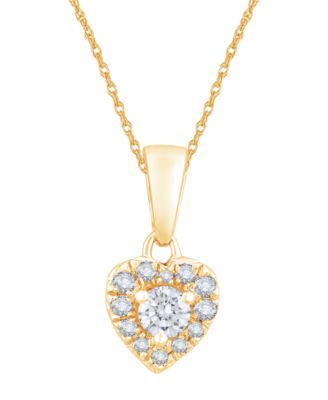 Diamond Heart Shape Halo Pendant Necklace (1/4 ct. t.w.) in 10k Yellow or White Gold