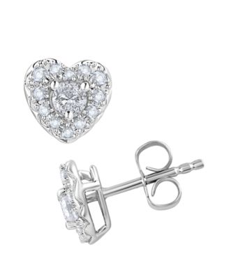 Diamond Heart Shape Halo Stud Earrings (1/2 ct. t.w.) in 10k White Gold