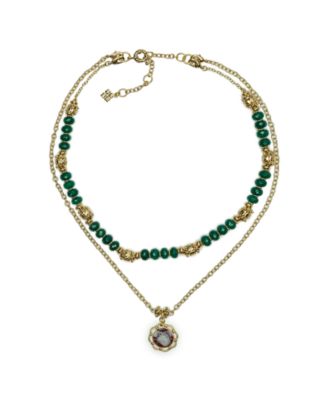 Modular European Floral Tapestry Pendant Necklace