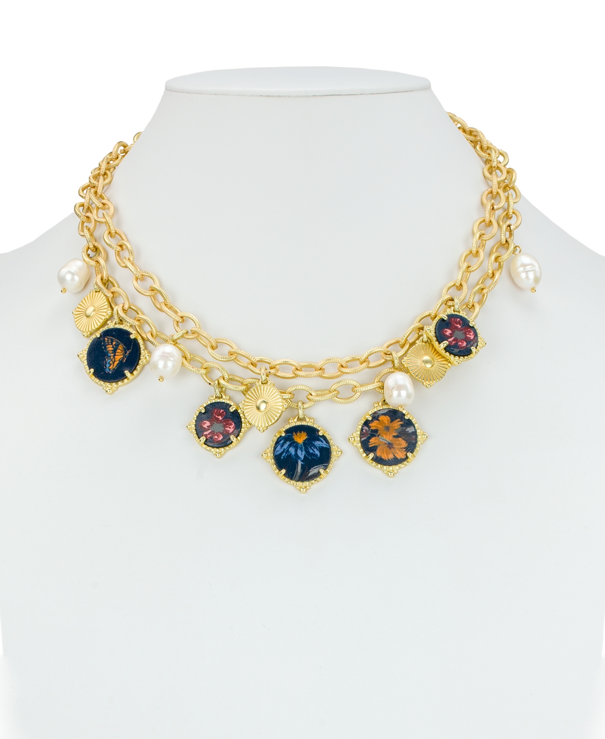 Patricia Nash Gold Plated Double Chain Charm Necklace