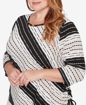 Plus Size Seville Embellished Diagonal Textured Stripe Top