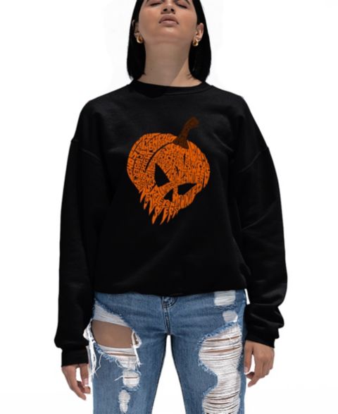 Женский свитшот LA Pop Art Evil Pumpkin с надписью и круглым вырезом, цвет: Чёрный