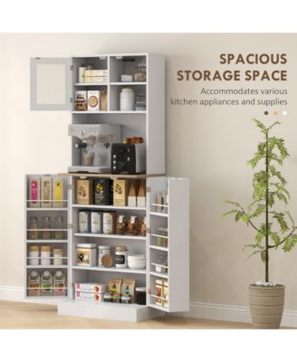 66.5" Kitchen Pantry Storage Cabinet with Microwave Sd,