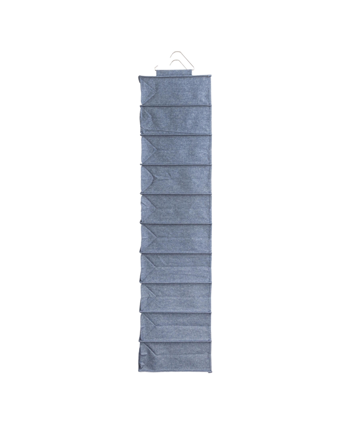 Household Essentials Hanging Narrow Cotton Blend and Plastic Closet Organizer with 10 Storage Shelves, Denim
