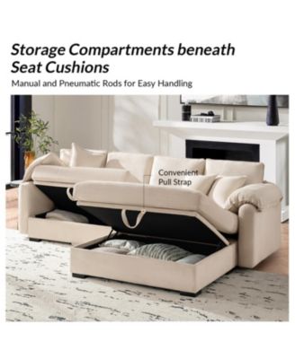 Brandee 2 - Piece Reversible Corduroy Sectional Sofa Chaise with Storage