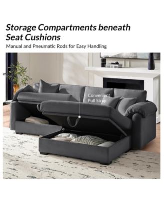 Brandee 2 - Piece Reversible Corduroy Sectional Sofa Chaise with Storage