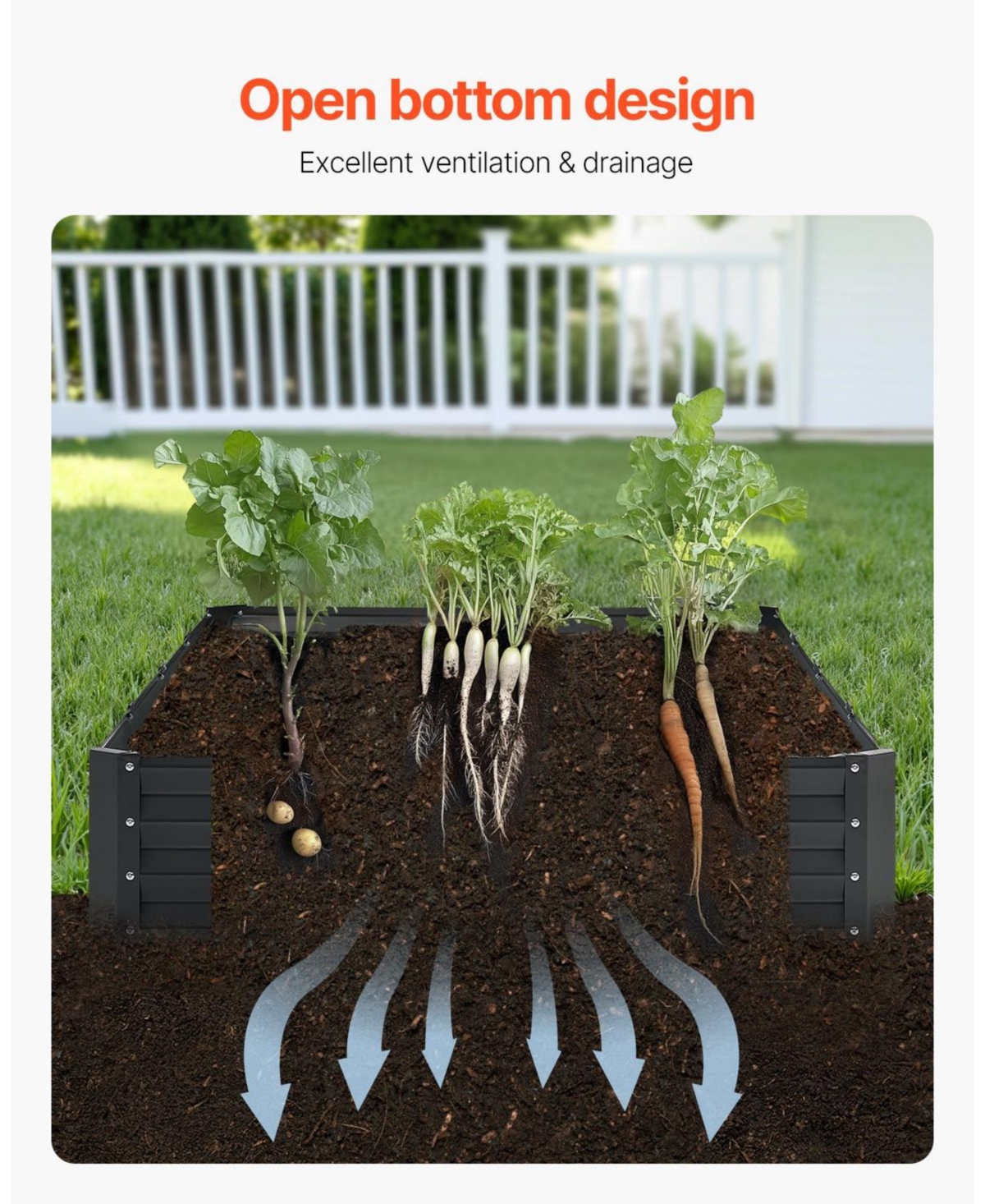 Slickblue Metal Raised Garden Bed, Galvanized Outdoor Planter Box