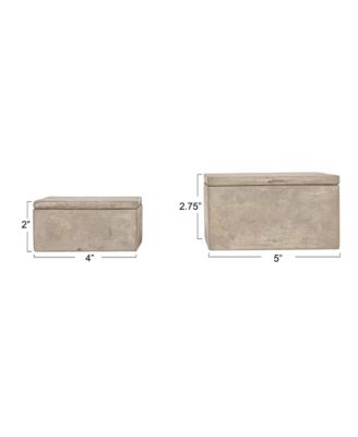 Contemporary Cement Boxes with Lids, Grey, Set of 2