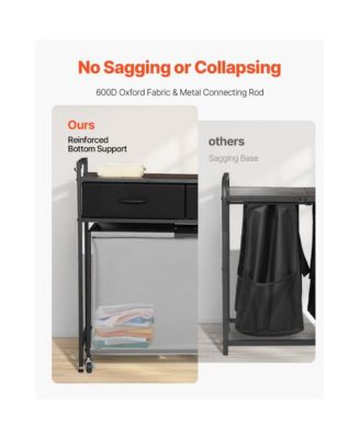 4-Bag Laundry Cart with Metal Frame and Wood Top Design