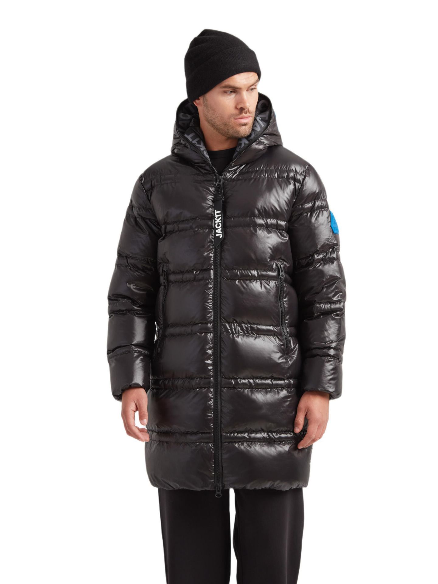 Мужская куртка JACK1T R4D Tramline Hooded Long Puffer, цвет: Чёрный — фото 1