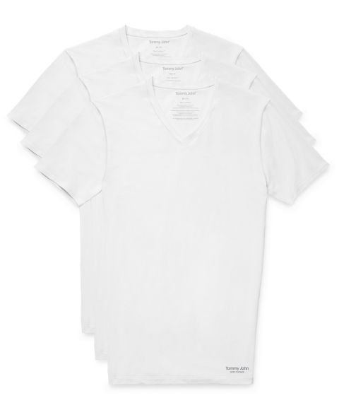 Мужские топы Tommy John Luxe Modal V-Neck Undershirt Stay-Tucked 3-Pack, цвет: Белый