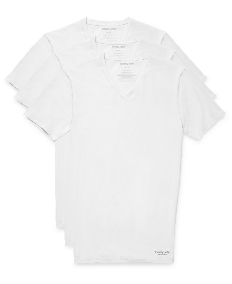 Бельё Tommy John Men's Luxe Modal V-Neck Undershirt Stay-Tucked 3-Pack