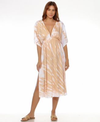 Women's Tie-Dyed Braid-Trim V-Neck Cover-Up Dress