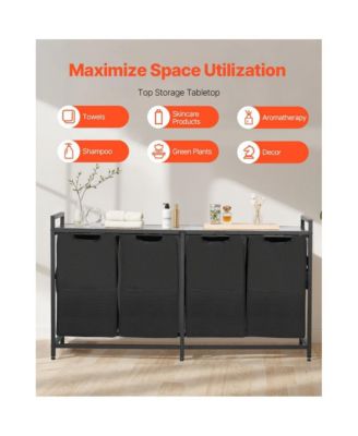 Laundry Sorter Cart with 4 Bags, Metal Frame, and Wood Top