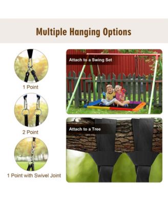 60 Inches Platform Tree Swing Outdoor with 2 Hanging Straps-Multicolor