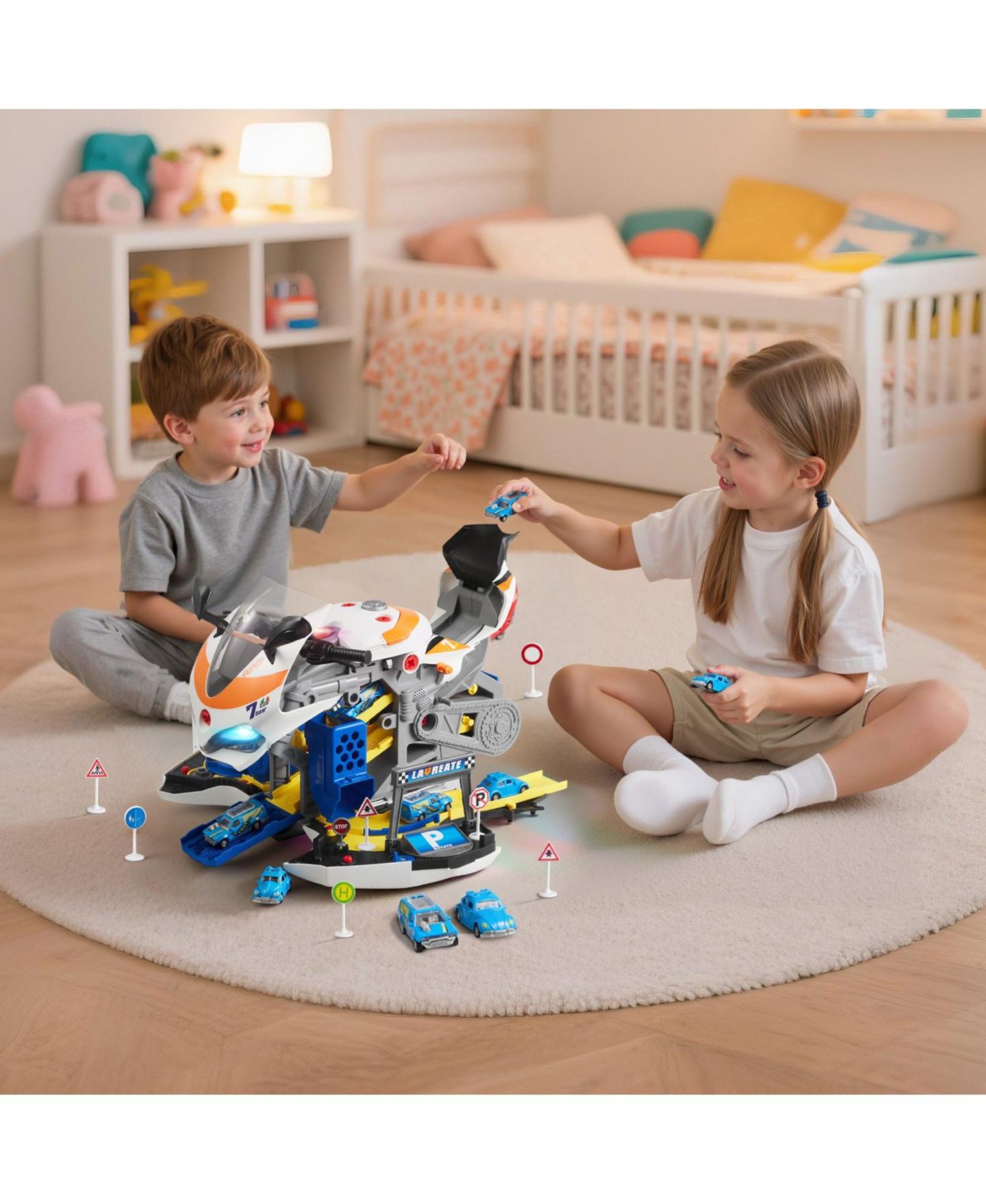 Детские игрушки Mecale Motorcycle Engine 6-in-1 Transforming 25-Piece Toy with Lights & Sounds, цвет: Синий — фото 2